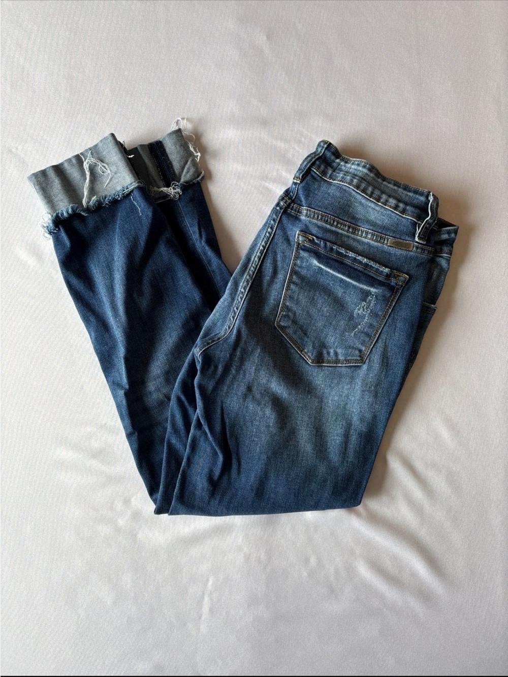 KanCan Dark Blue Skinny Jeans with Frayed Hem